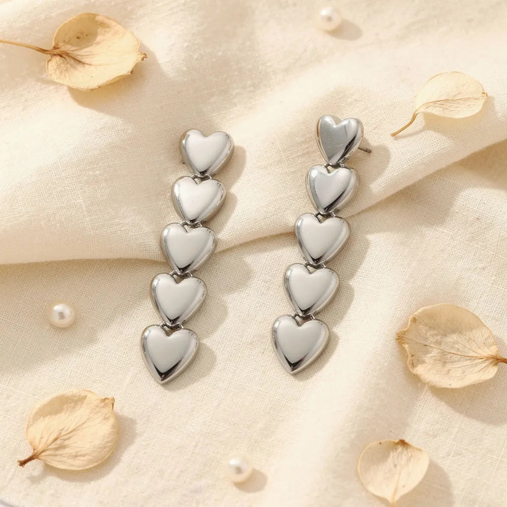 Polished Heart Drop Earrings