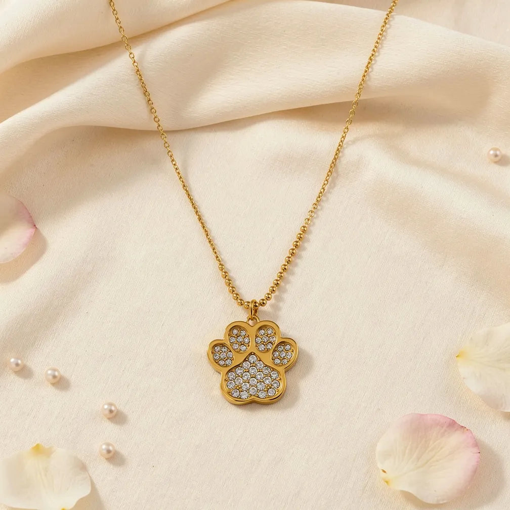 Golden Paw Pendant Necklace