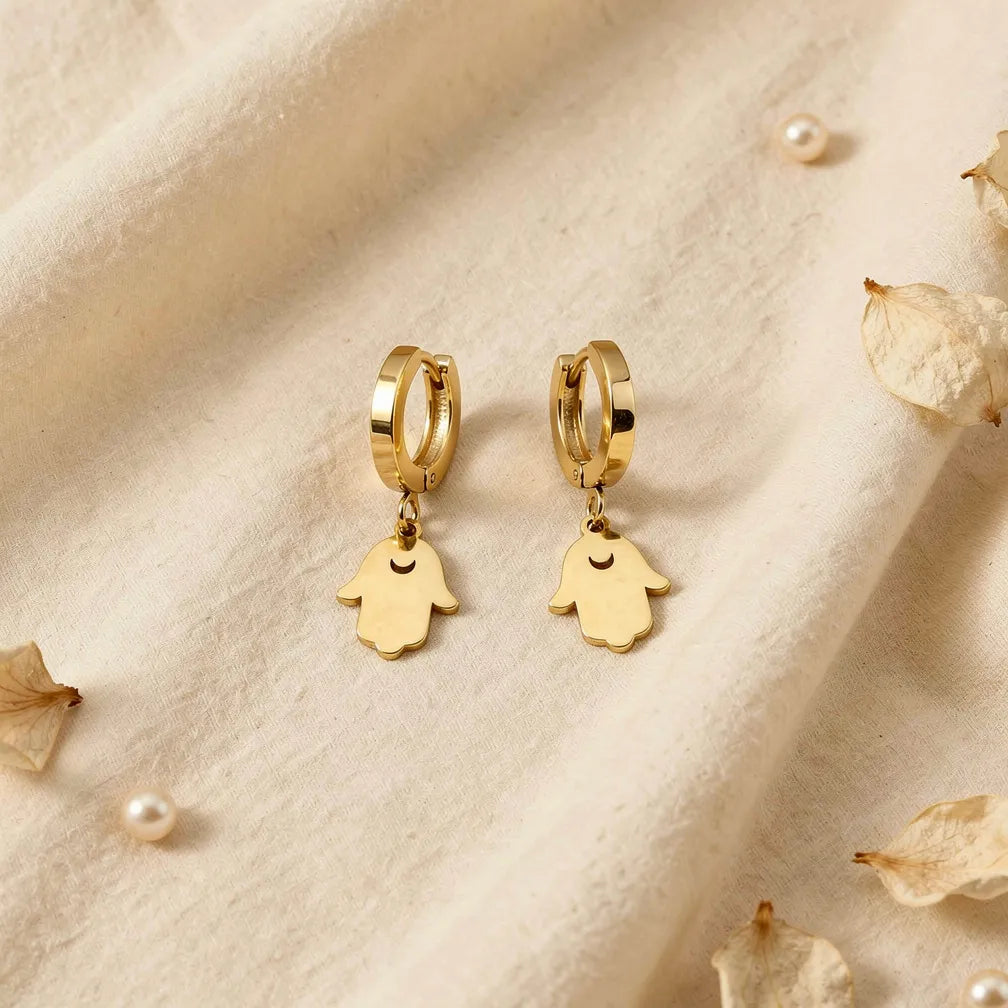 Gold Charm Hoops