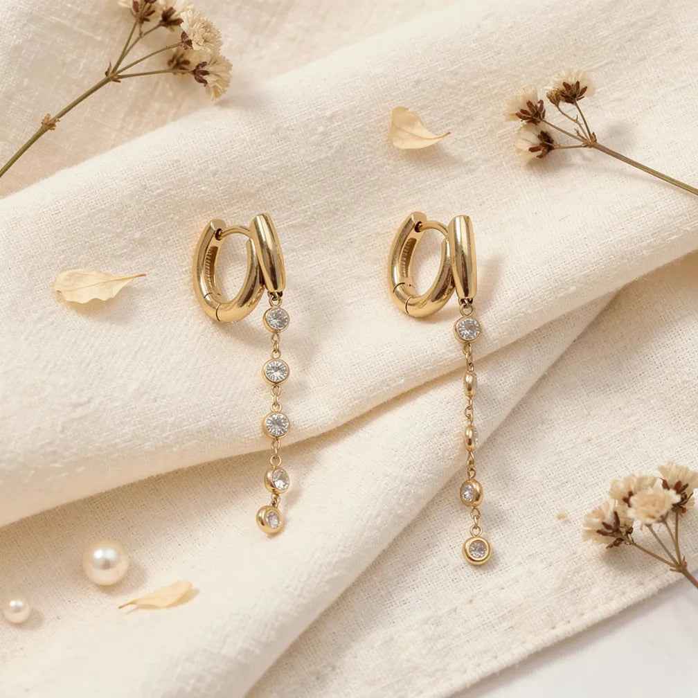 Gold Cascade Hoops