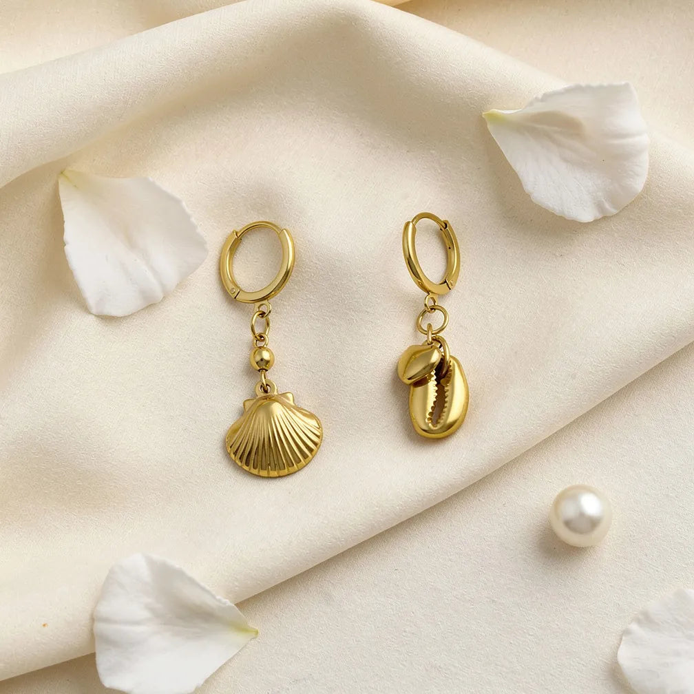 Shell & Sandal Charm Hoops