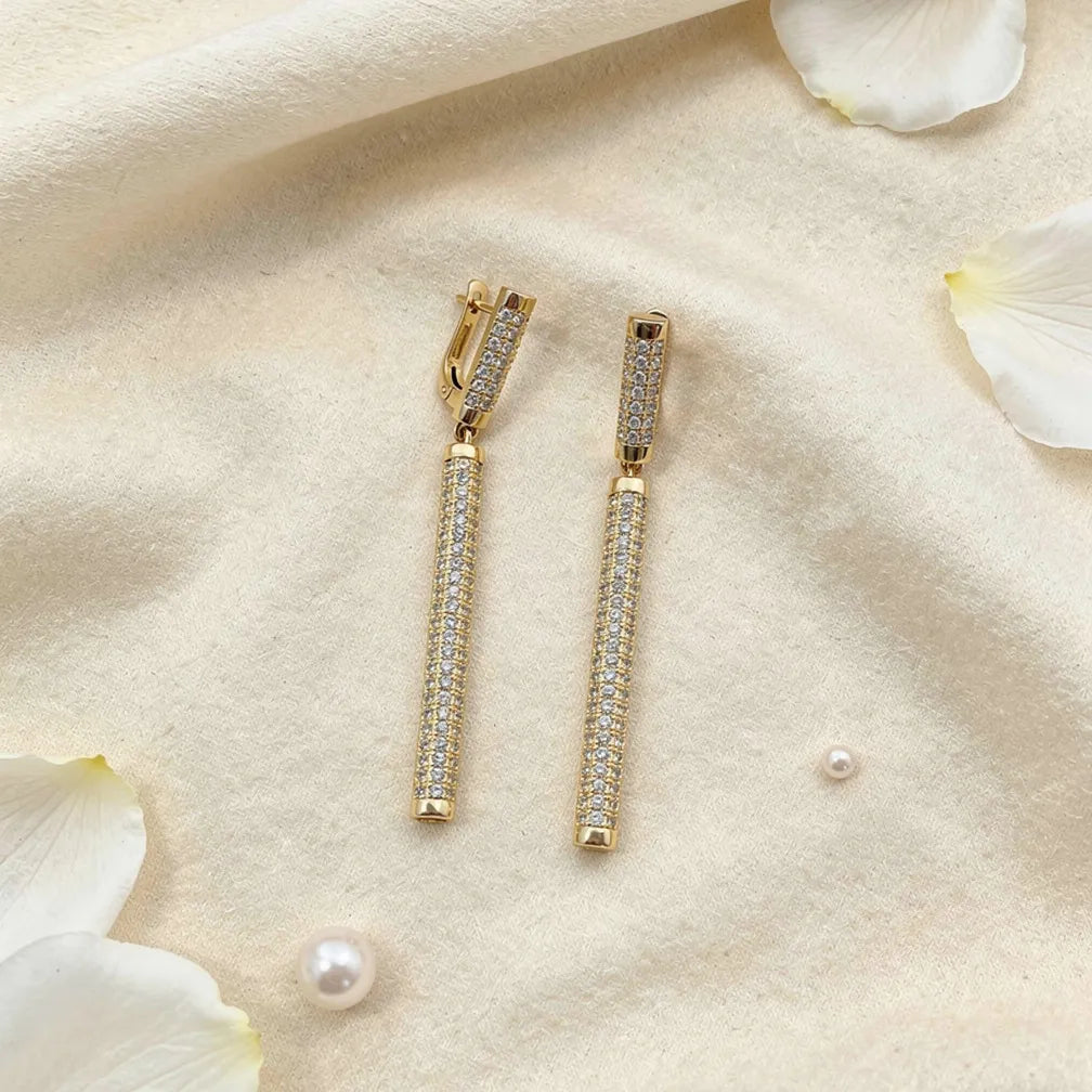 Crystal Bar Hanging Hoops