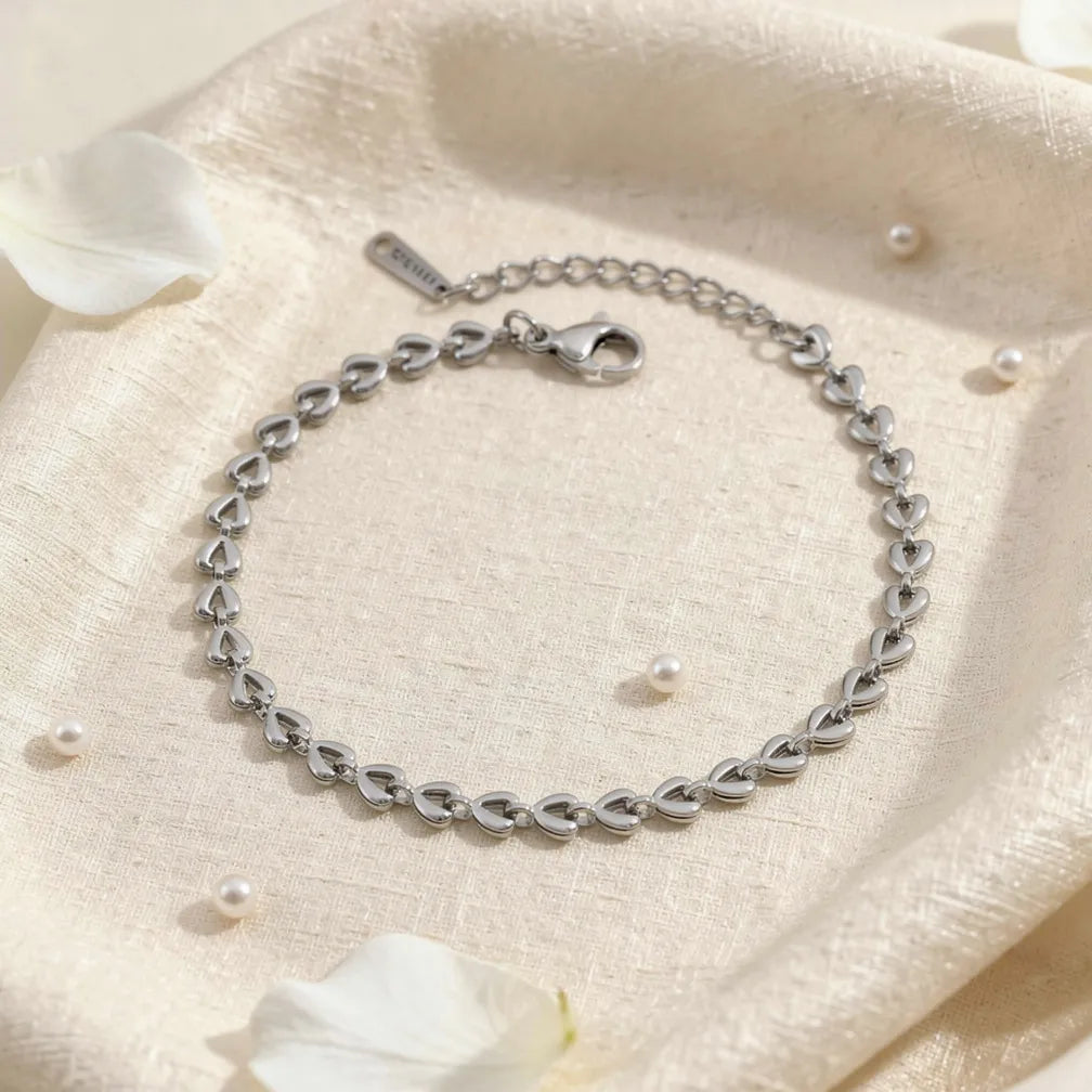 Silver Heart Chain Bracelet