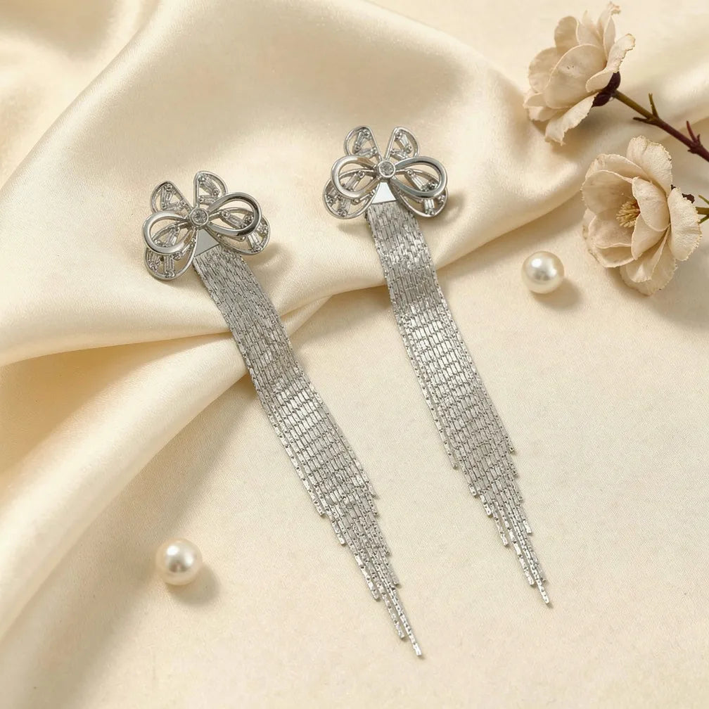 Silver Fringe Chain Earrings