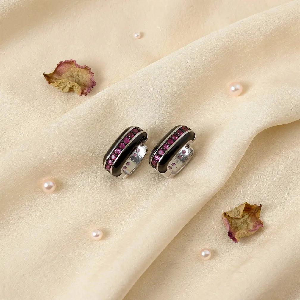 Crimson Stone Hoops