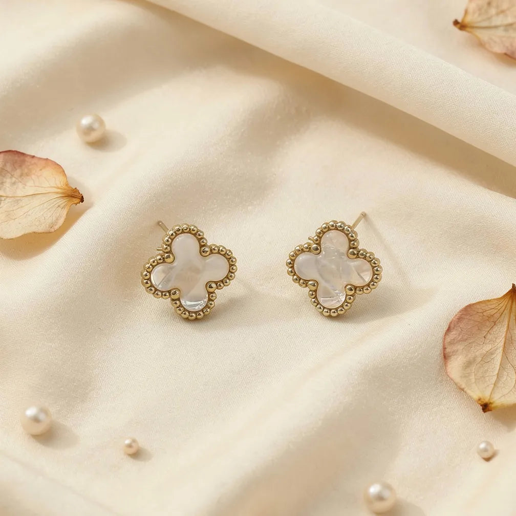 Beaded Clover Stud Earrings