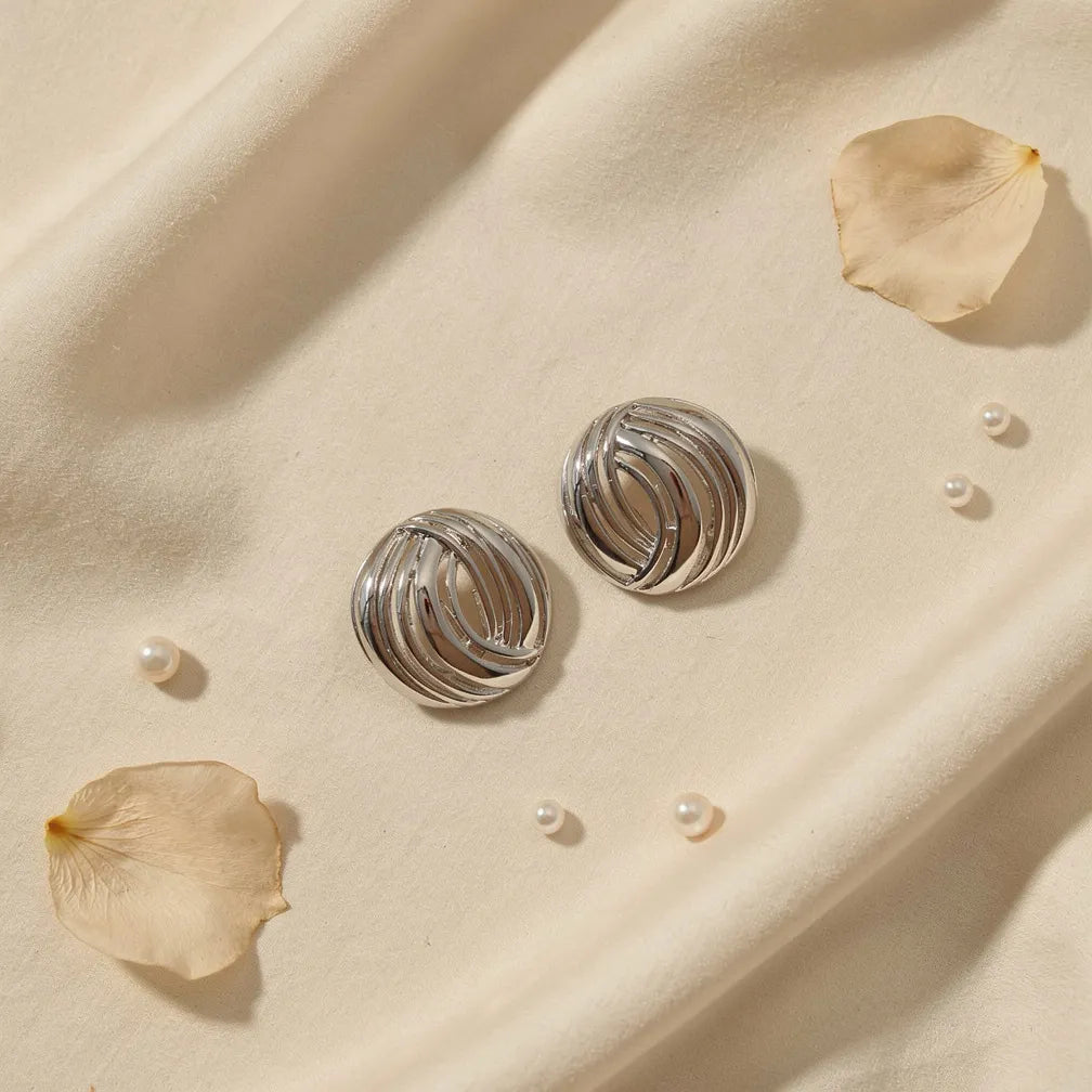 Sculpted Silver Swirl Studs