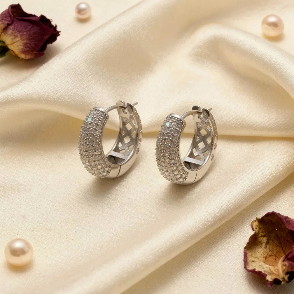 Textured Silver Hoops