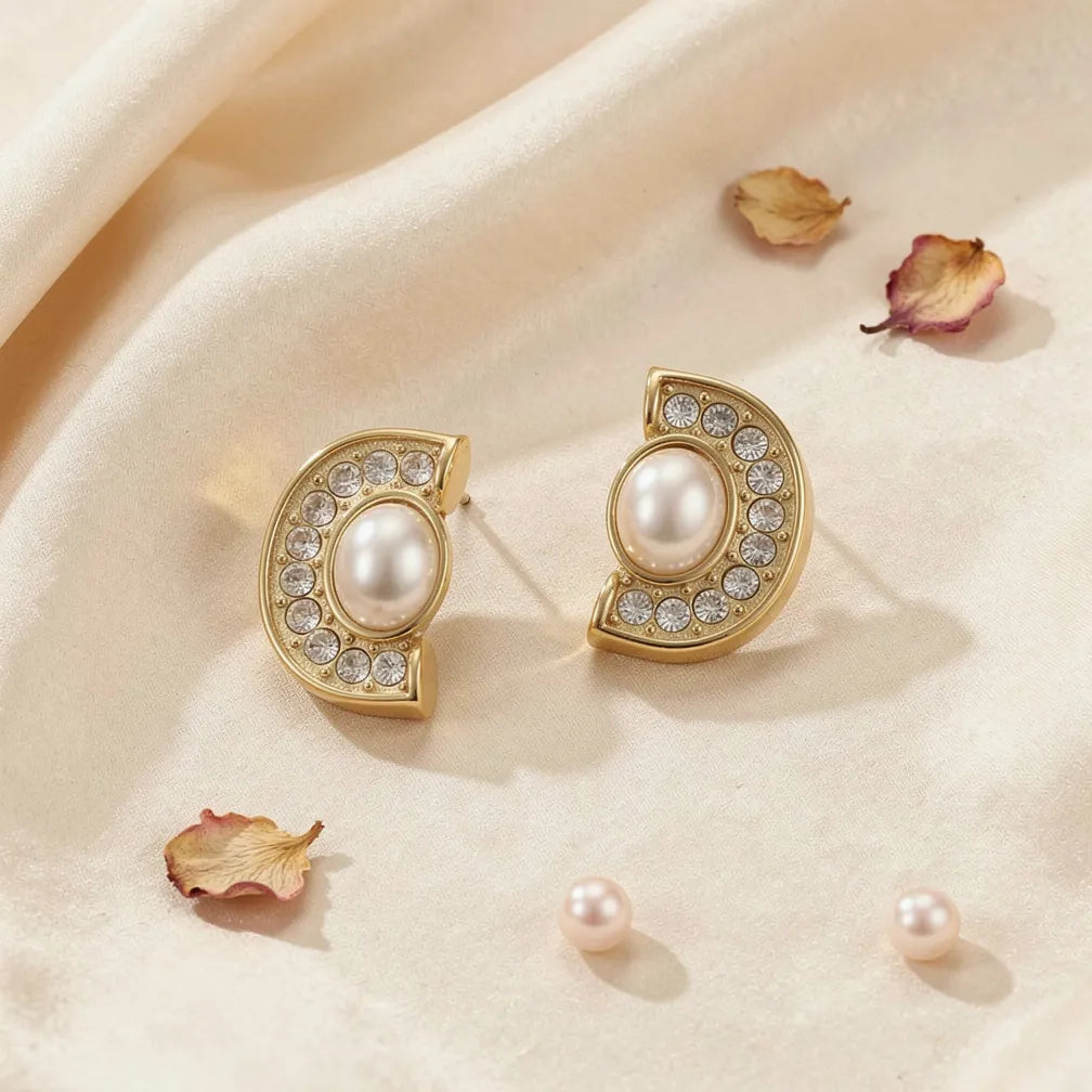 Pearl Crescent Studs
