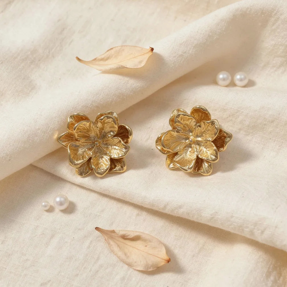 Floral Gold Studs