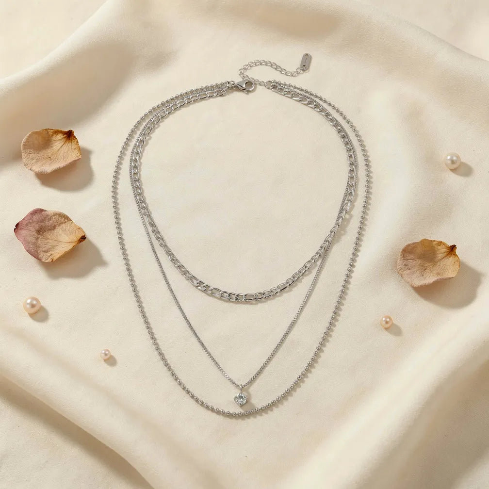 Layered Silver Chain Necklace