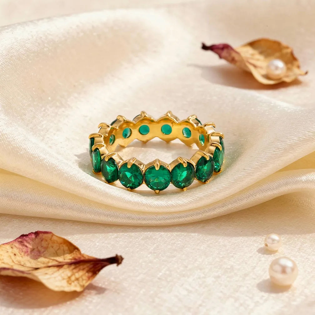 Emerald Gold Eternity Band