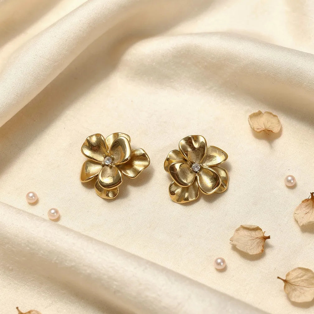 Floral Gold Studs
