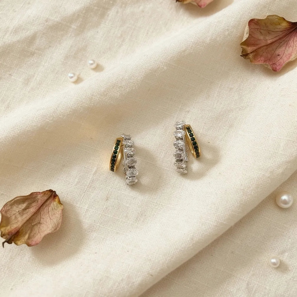 Crystal Adorned Half Hoops