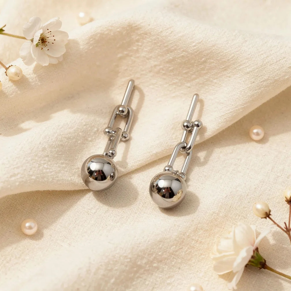Silver Chain Sphere Drops