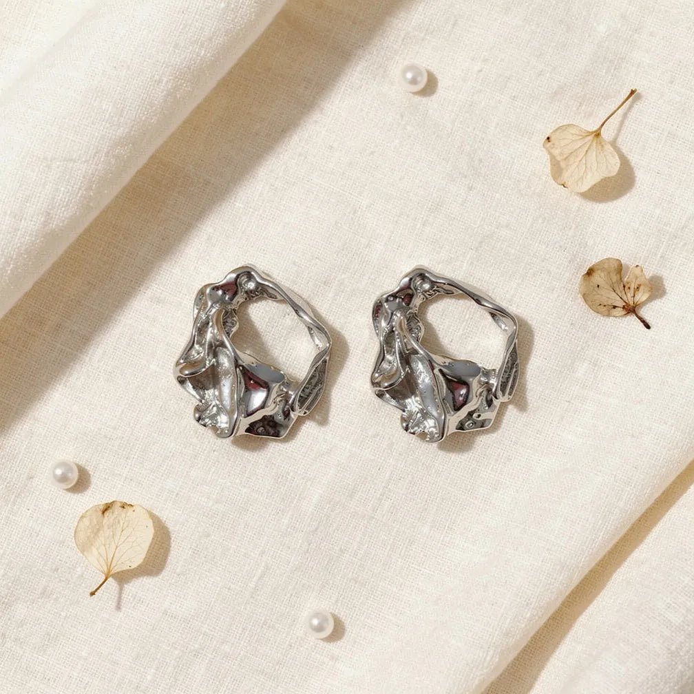 Organic Form Silver Earrings