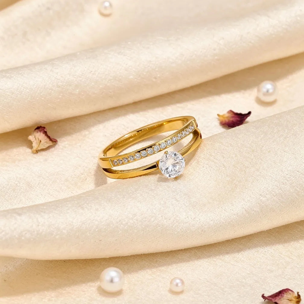 Dual Band Crystal Ring
