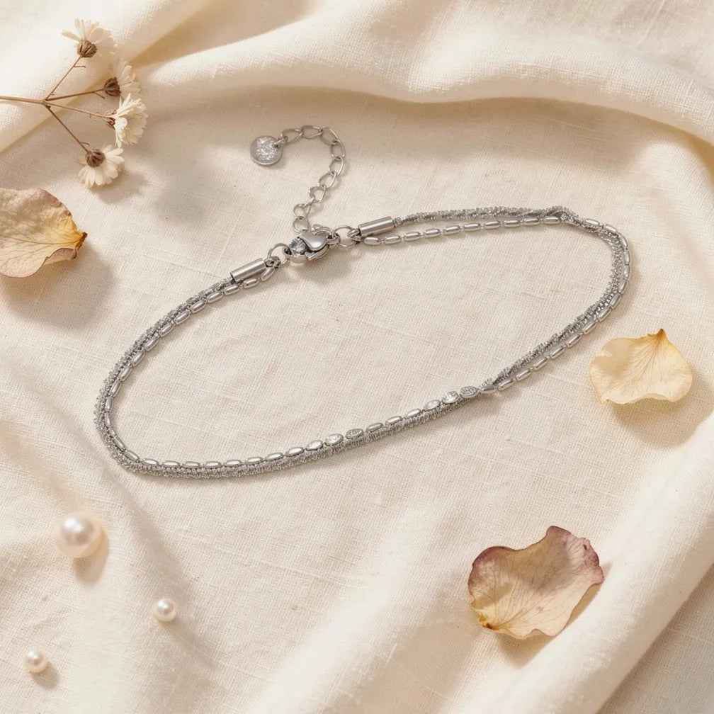 Dual Strand Silver Anklet