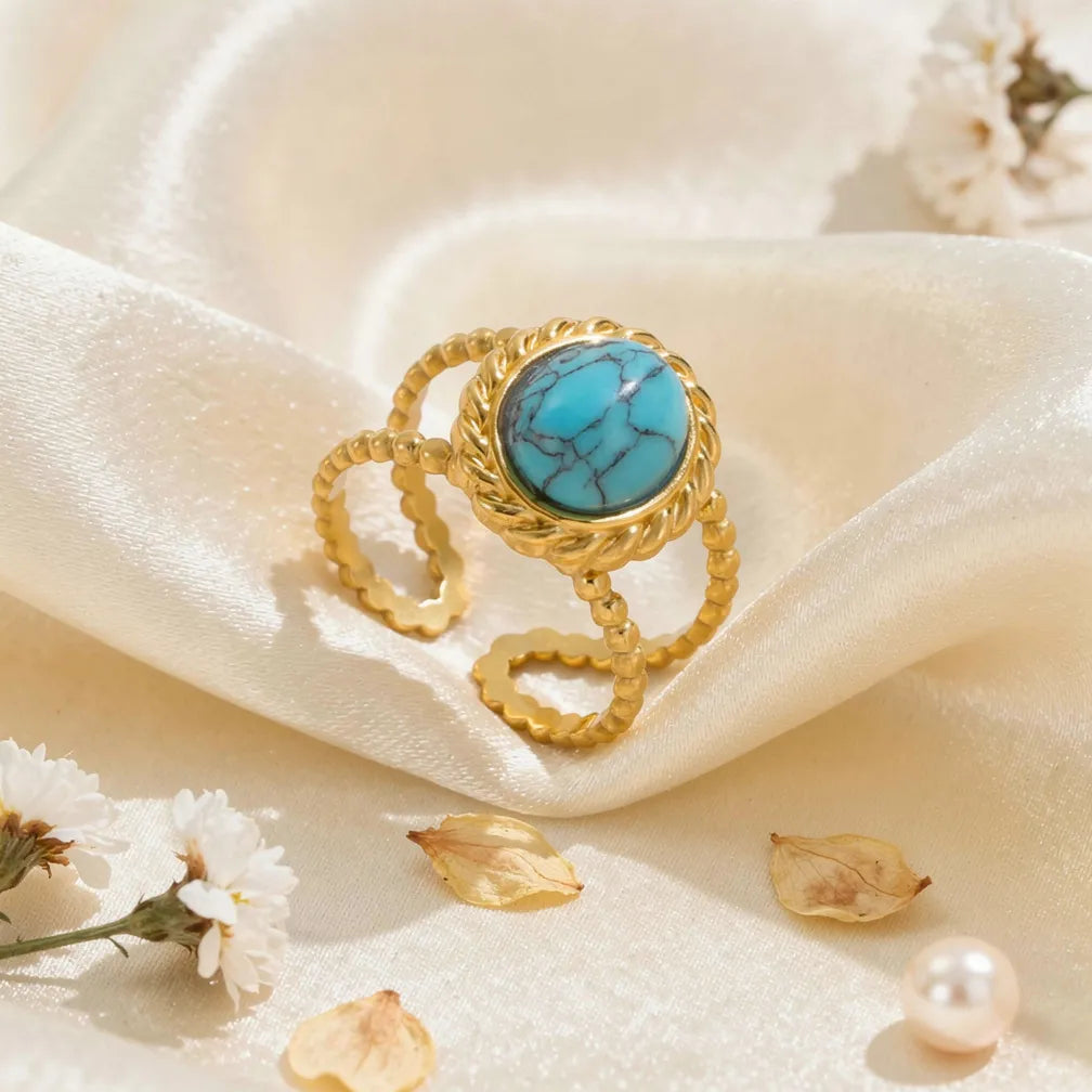 Turquoise Beaded Adjustable Ring