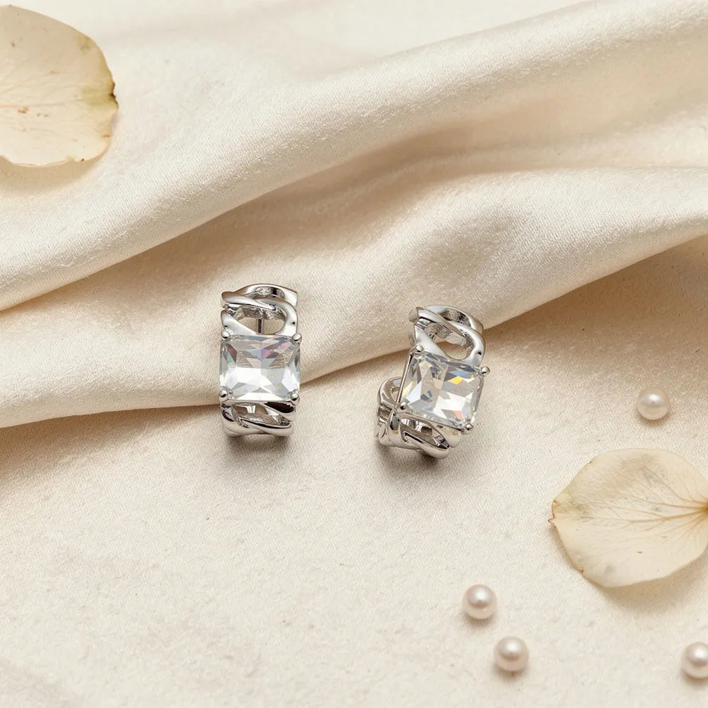 Polished Gem Semi Hoops