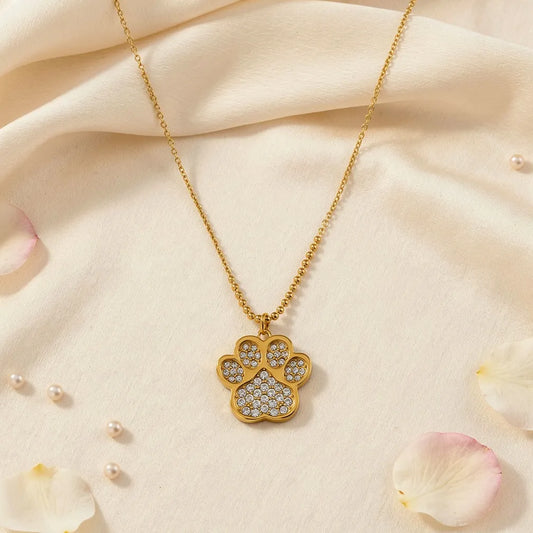 Golden Paw Pendant Necklace