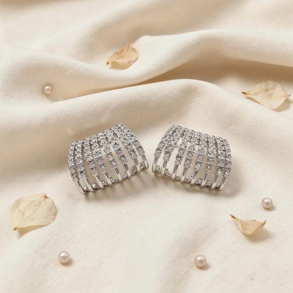 Rhinestone Layered Earring Studs
