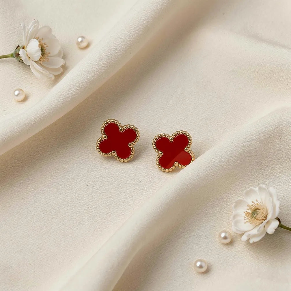 Red Clover Stud Earrings