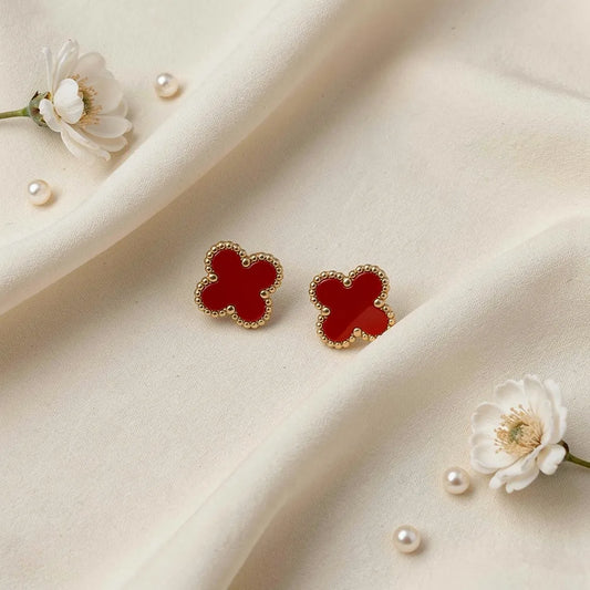 Red Clover Stud Earrings
