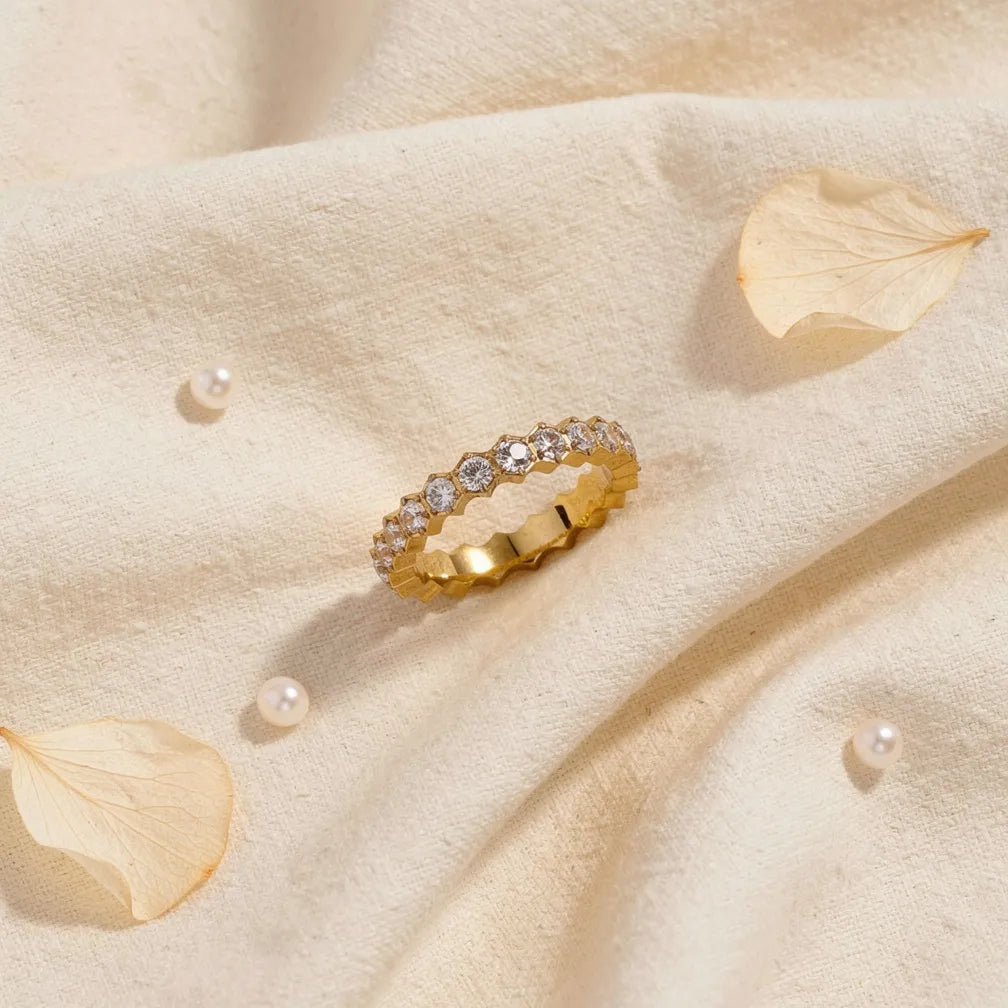 Serrated Gold Band Ring
