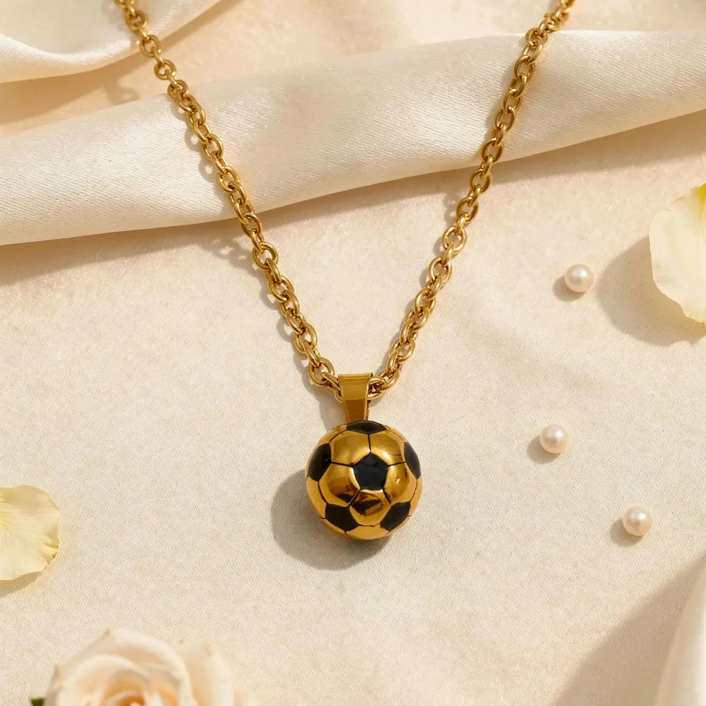 Gold Soccer Ball Pendant Necklace