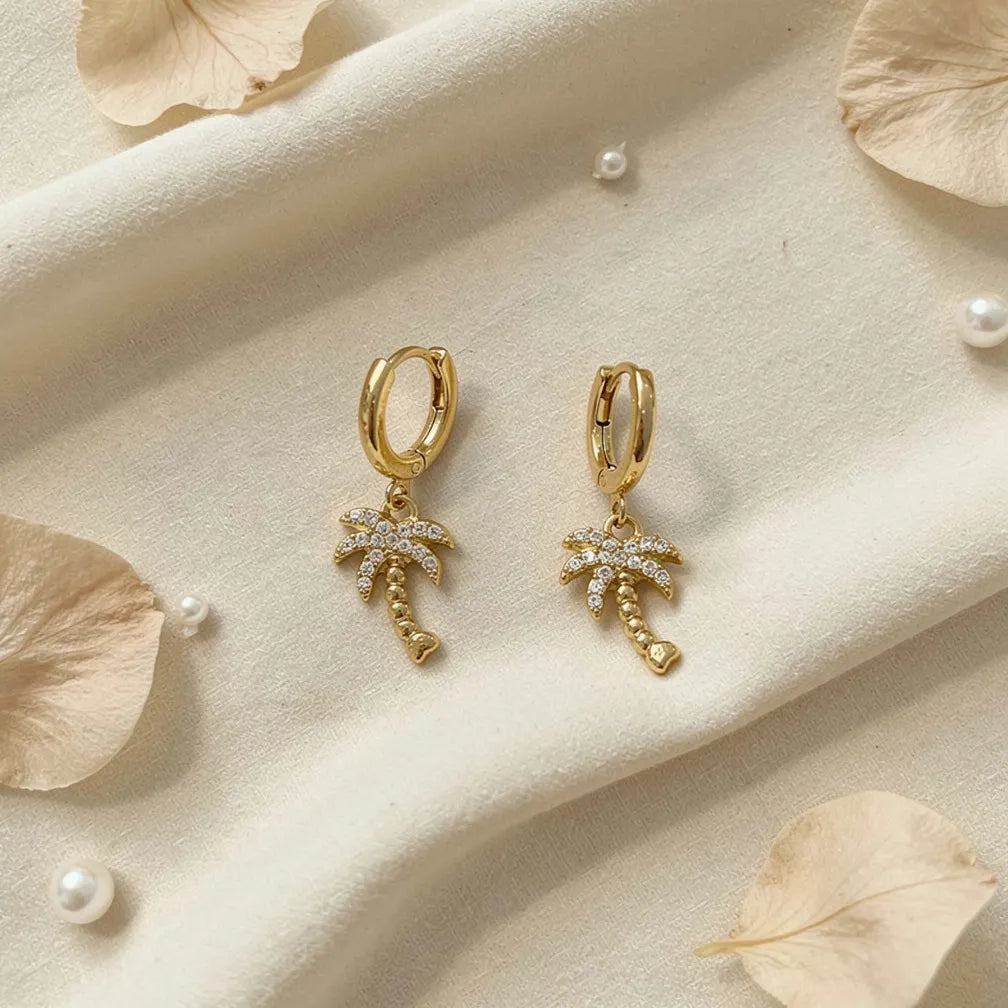 Palm Charm Gold Hoops