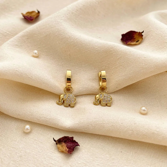 Elephant Charm Hoops
