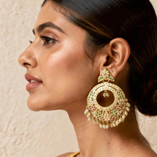 Ornate Kundan Chandbalis