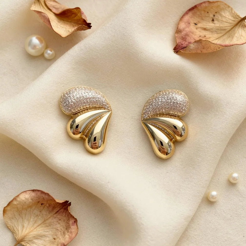 Sculpted Gold Leaf Studs