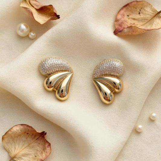 Sculpted Gold Leaf Studs