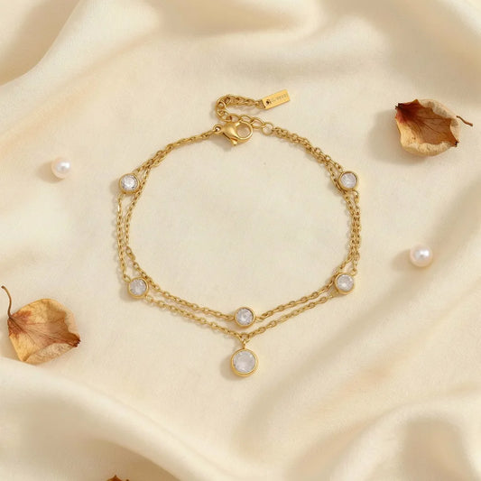 Layered Crystal Charm Bracelet