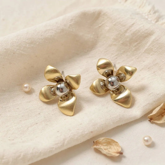Gold Petal Studs