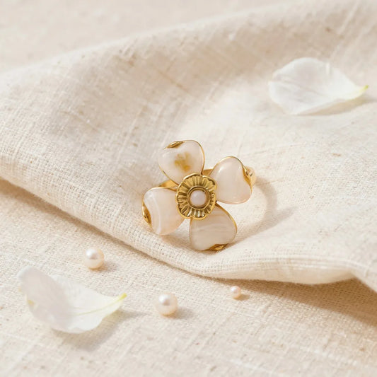 Petal Motif Statement Adjustable Ring