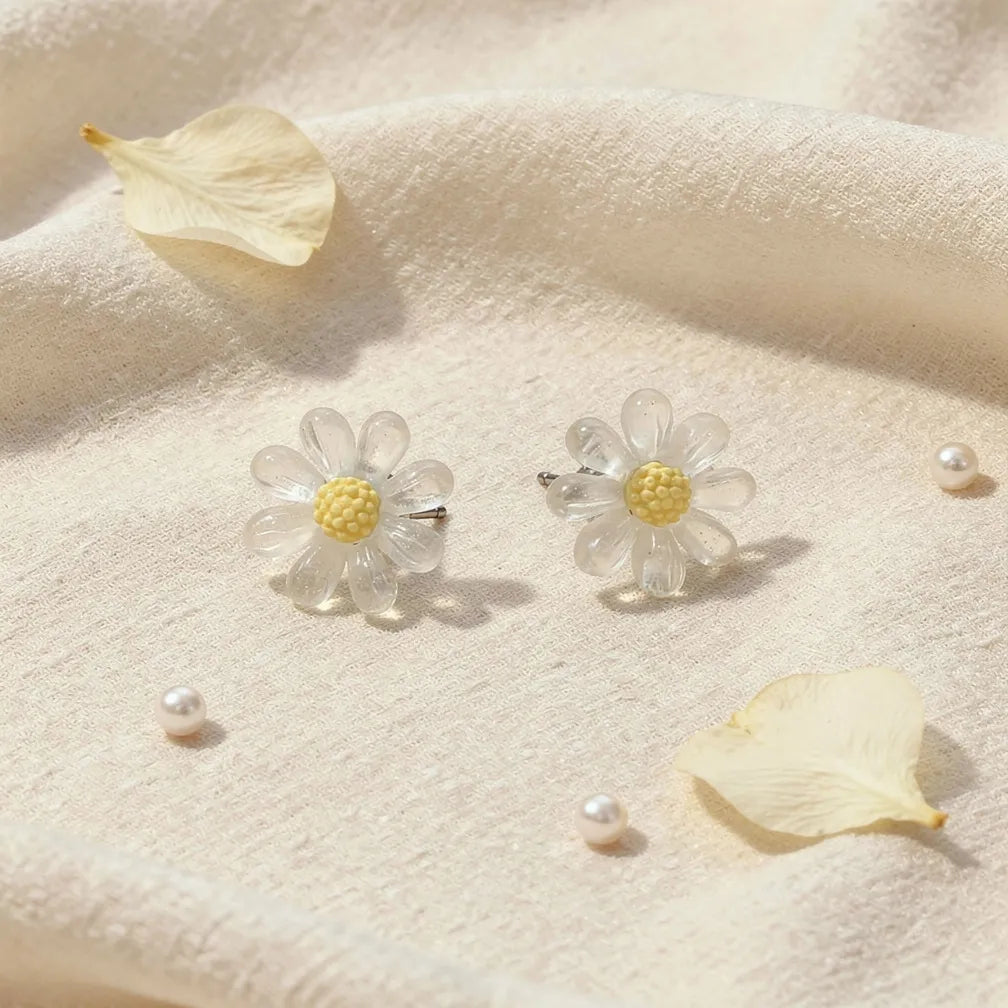 Clear Petal Floral Studs