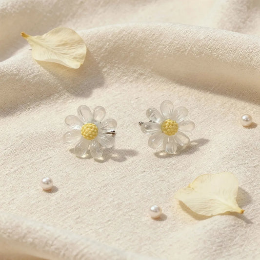 Clear Petal Floral Studs