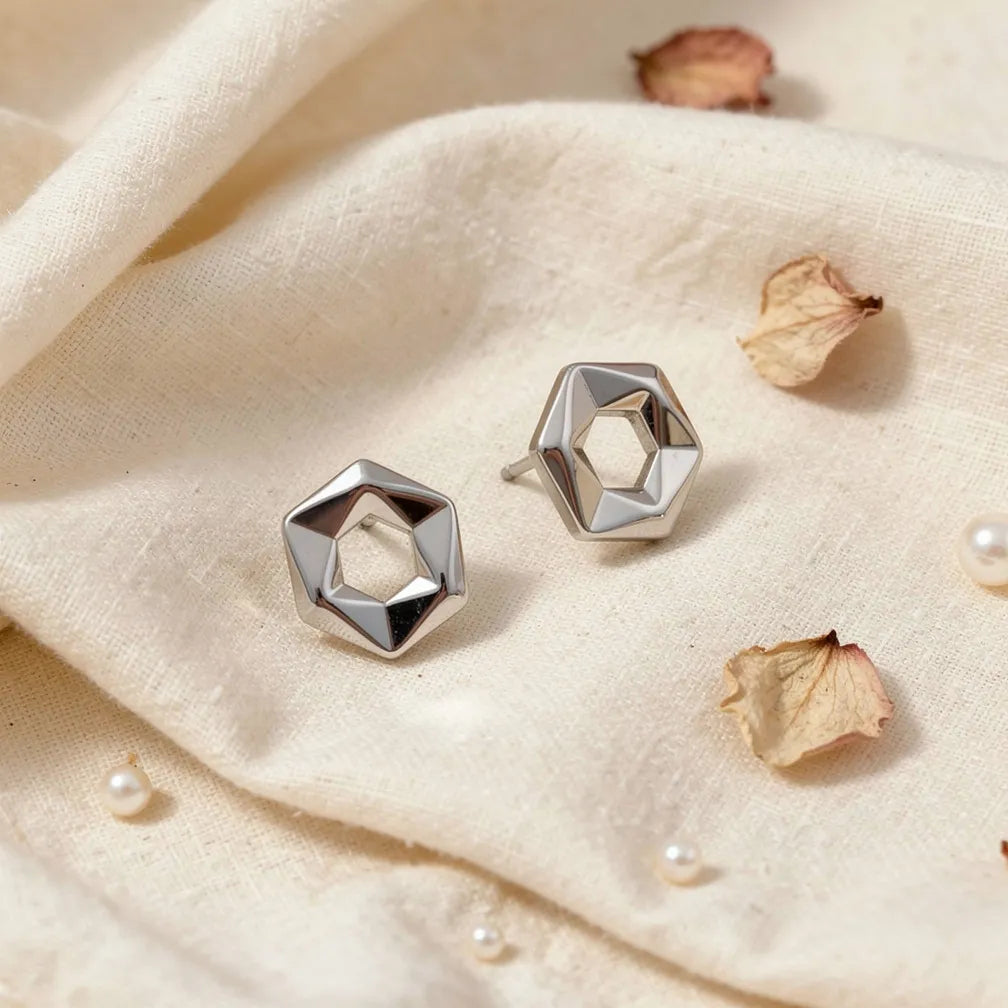 Geometric Hexagon Studs