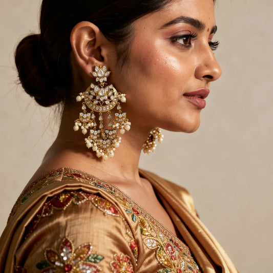 Ornate Pearl Chandbalis