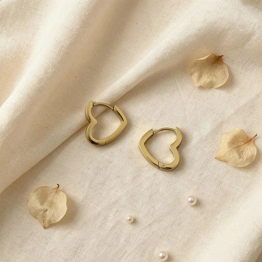 Petite Heart Gold Hoops