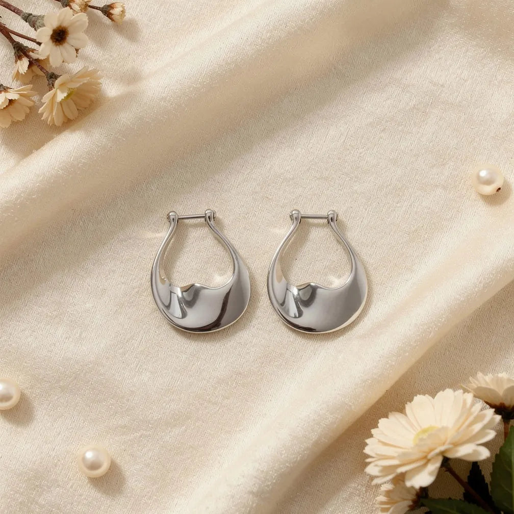 Sculpted Silver Hoops