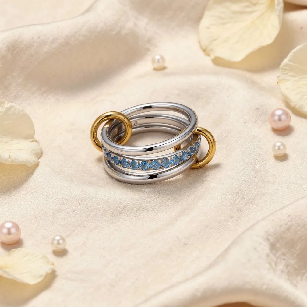 Dual-Tone Crystal Band Ring