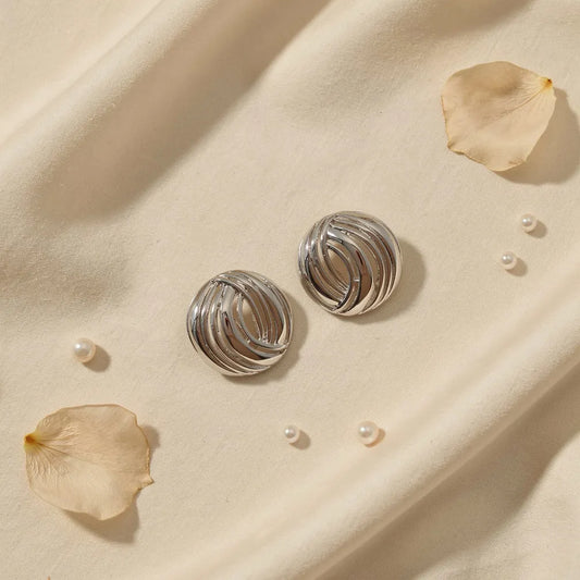Sculpted Silver Swirl Studs