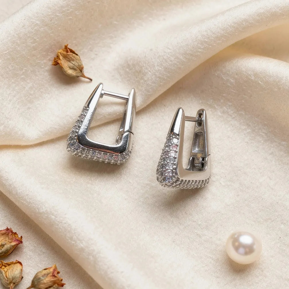 Textured Silver Hoops