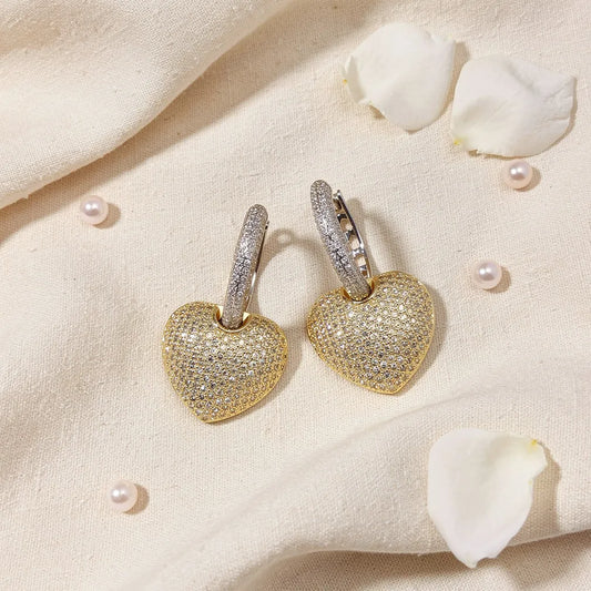 Dual Tone Heart Hoops