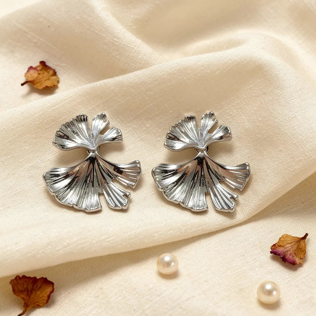 Sculpted Leaf Studs