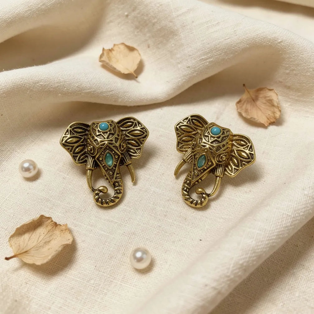 Ornate Elephant Studs